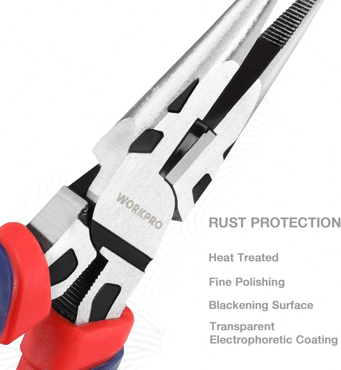 WORKPRO Pliers Set, 5-Piece Premium Cr-V Pliers Kit with Storage Pouch | 6 Inch Slip Joint, Long Nose, Diagonal Cutter, 8 Inch Groove Joint, 7 Inch Linesman, Ergonomic Grip, for Basic Repair - Image 2