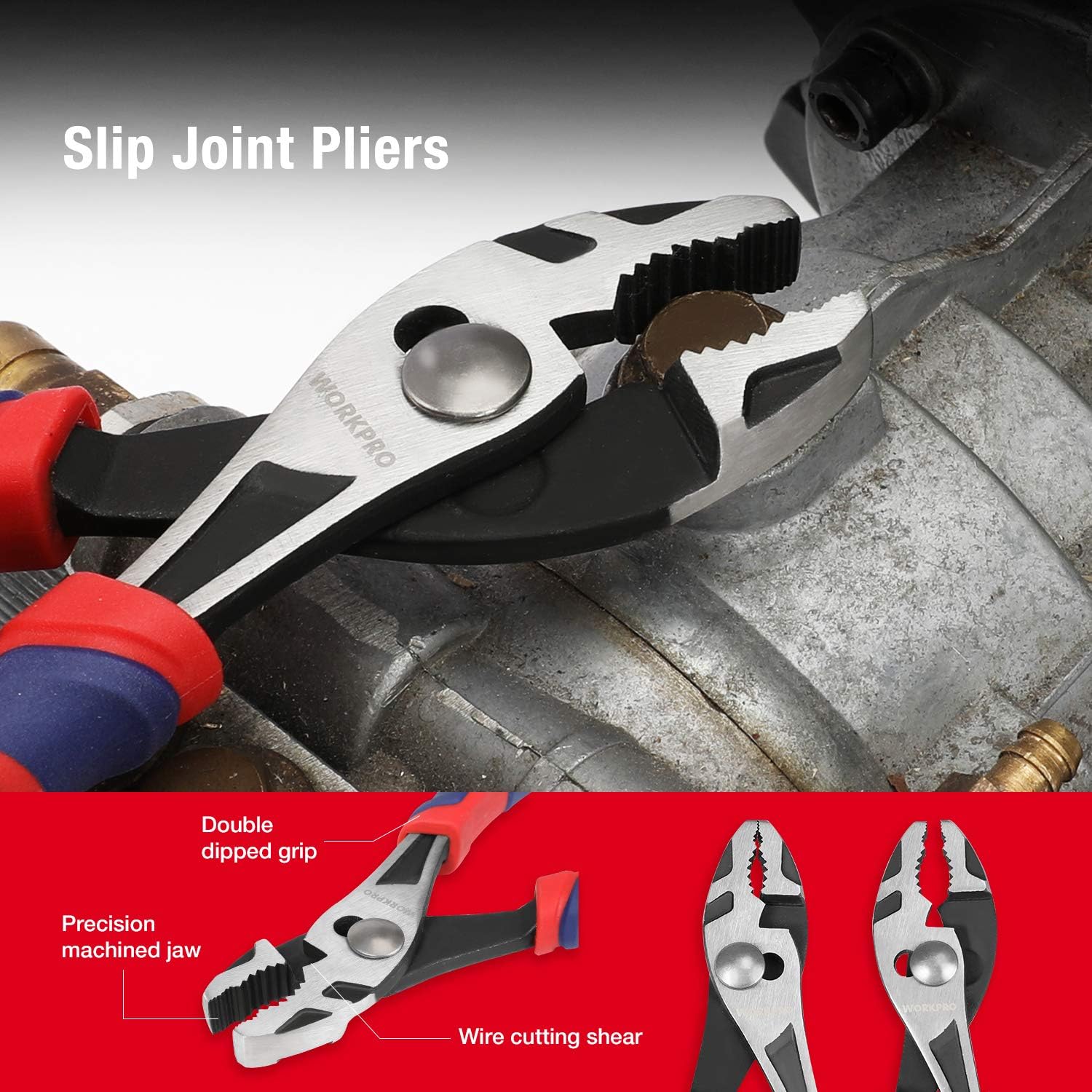 WORKPRO Pliers Set, 5-Piece Premium Cr-V Pliers Kit with Storage Pouch | 6 Inch Slip Joint, Long Nose, Diagonal Cutter, 8 Inch Groove Joint, 7 Inch Linesman, Ergonomic Grip, for Basic Repair - Image 4