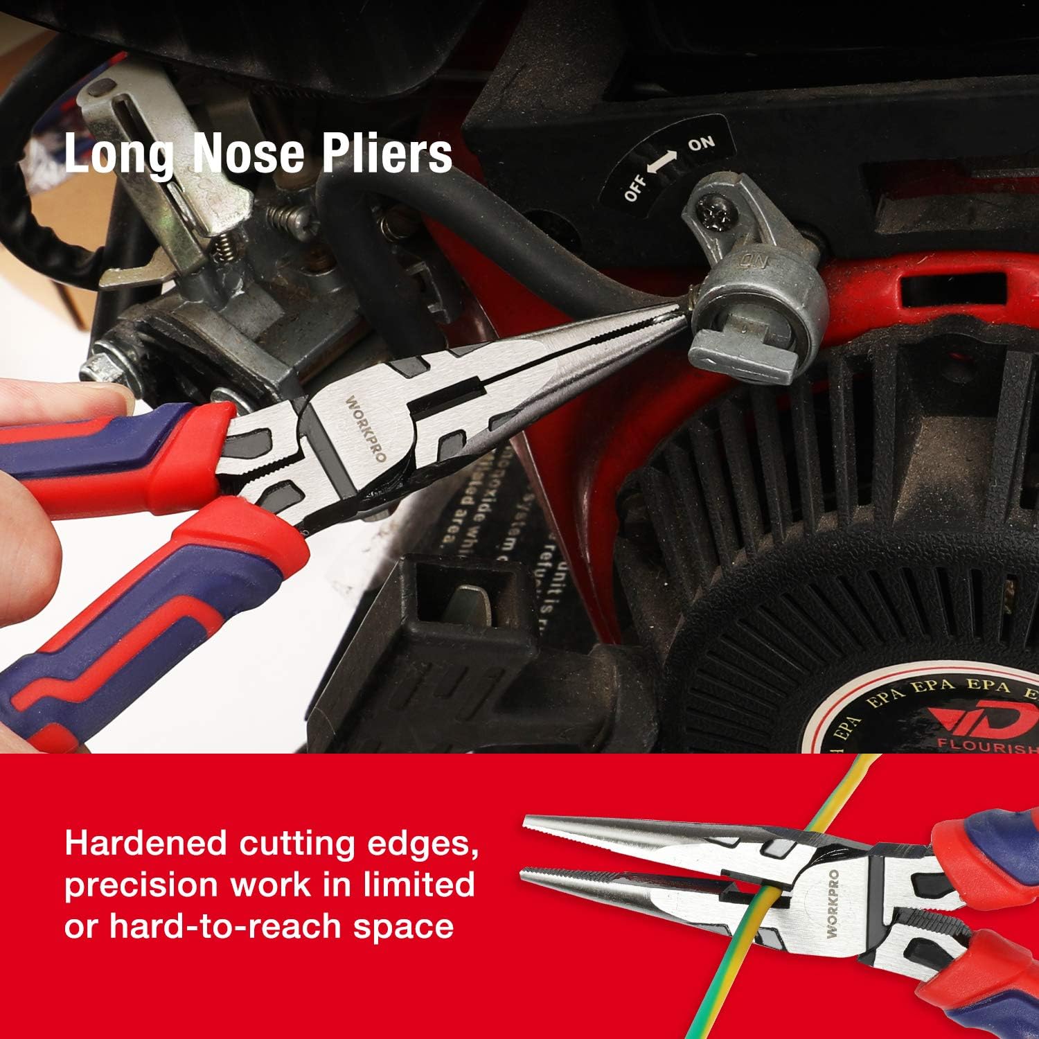 WORKPRO Pliers Set, 5-Piece Premium Cr-V Pliers Kit with Storage Pouch | 6 Inch Slip Joint, Long Nose, Diagonal Cutter, 8 Inch Groove Joint, 7 Inch Linesman, Ergonomic Grip, for Basic Repair - Image 5