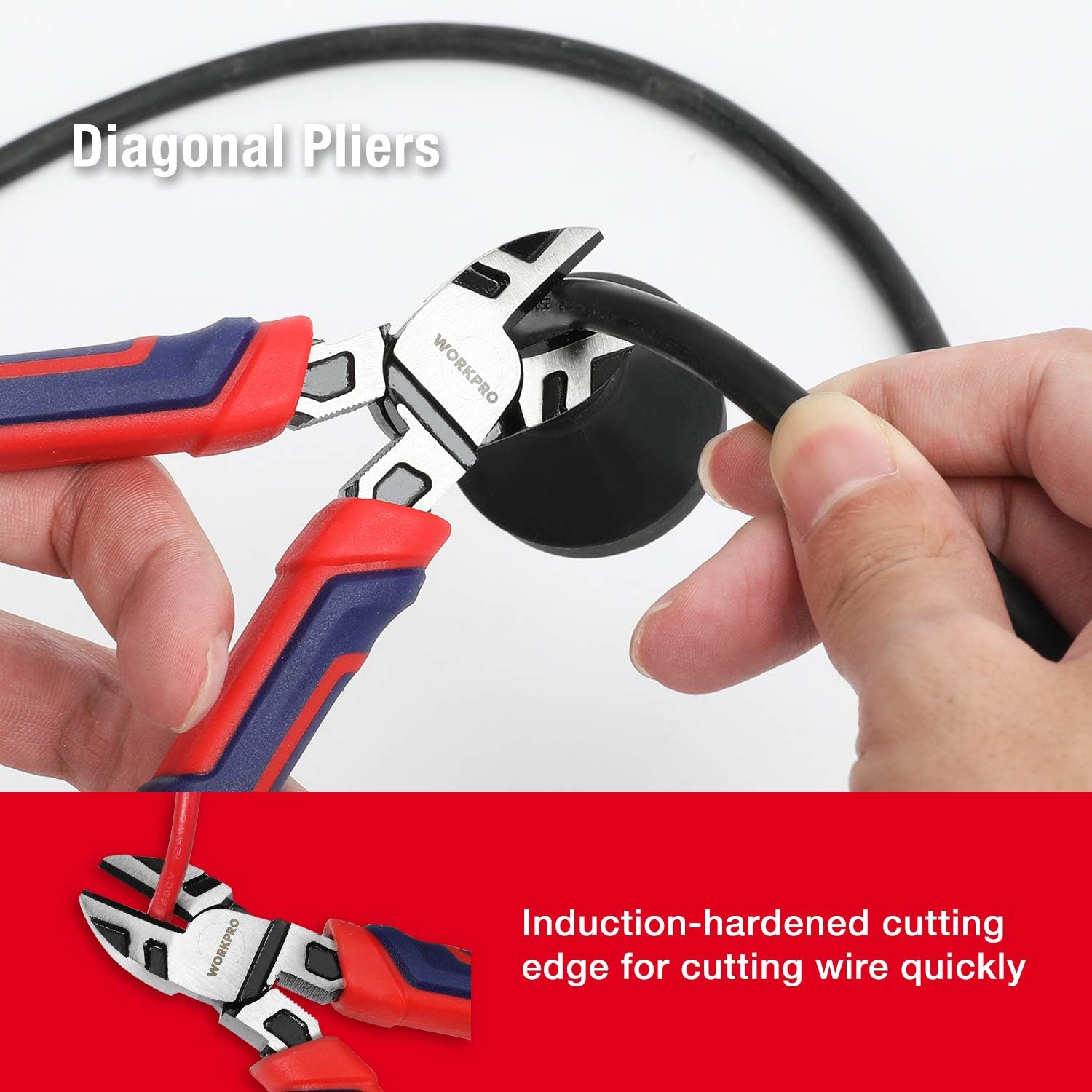 WORKPRO Pliers Set, 5-Piece Premium Cr-V Pliers Kit with Storage Pouch | 6 Inch Slip Joint, Long Nose, Diagonal Cutter, 8 Inch Groove Joint, 7 Inch Linesman, Ergonomic Grip, for Basic Repair - Image 6