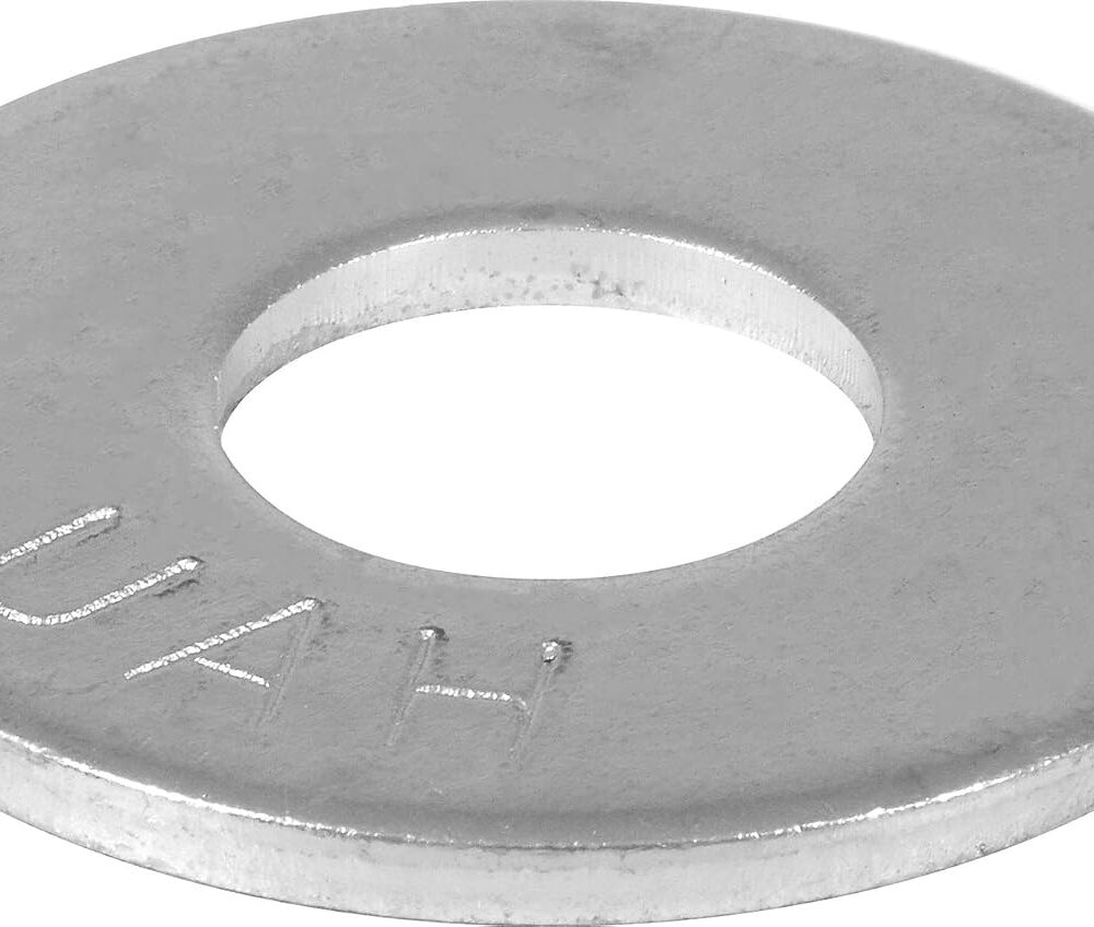 Hillman Flat Washers, 1/2in, 50 Pack, Zinc | Zinc finish, SAE size for 1/2in bolts and screws, Helps distribute load in deck, fence, and general repair projects